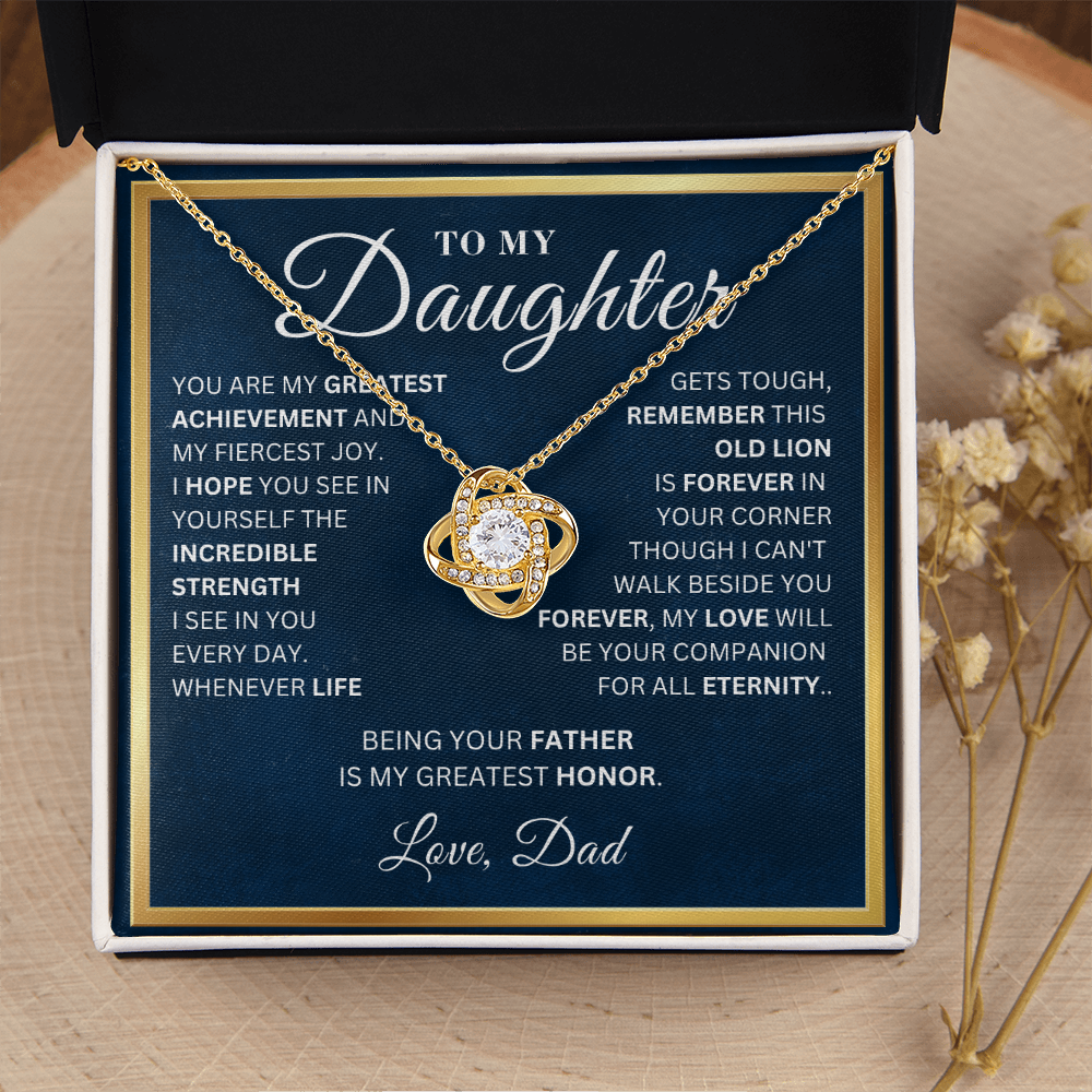 To My Daughter  - Incredible Strength - Love Knot Necklace