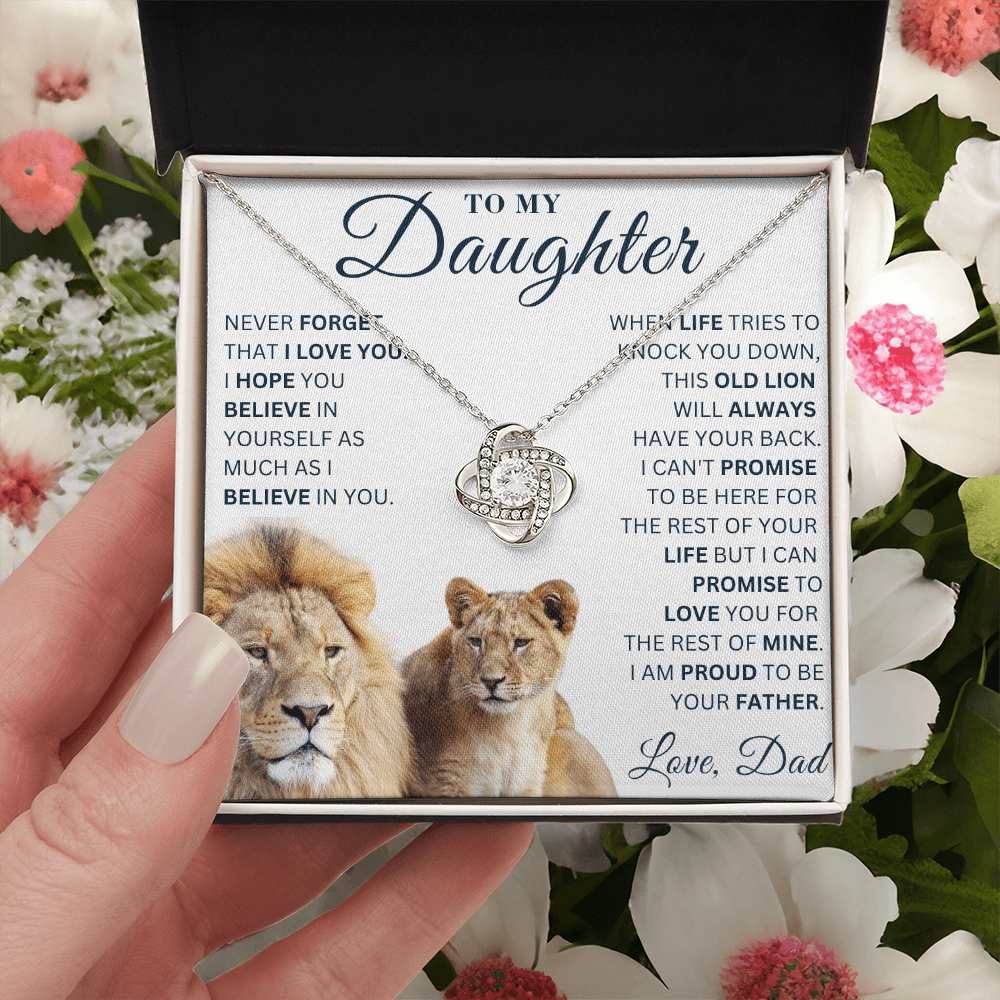 To My Daughter  - Never Forget - Love Knot Necklace