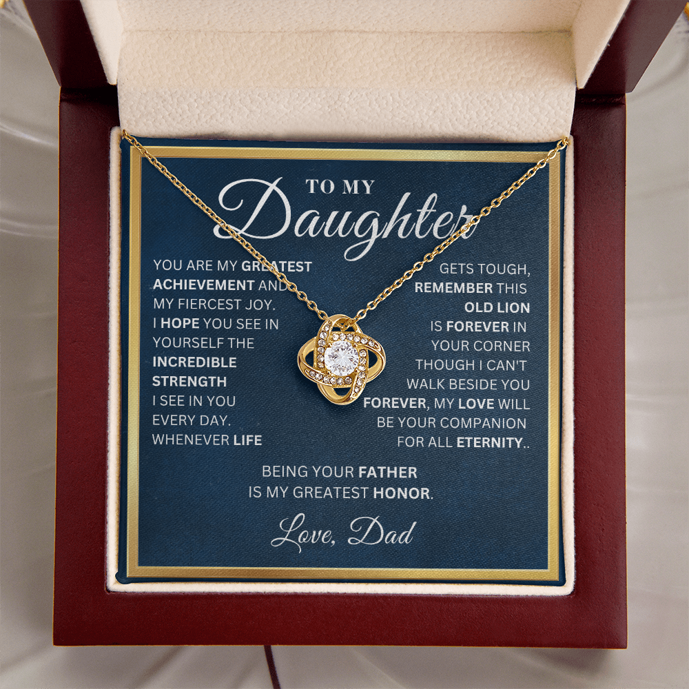 To My Daughter  - Incredible Strength - Love Knot Necklace