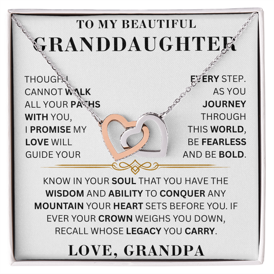 To My Beautiful Granddaughter - Wisdom - Interlocking Hearts