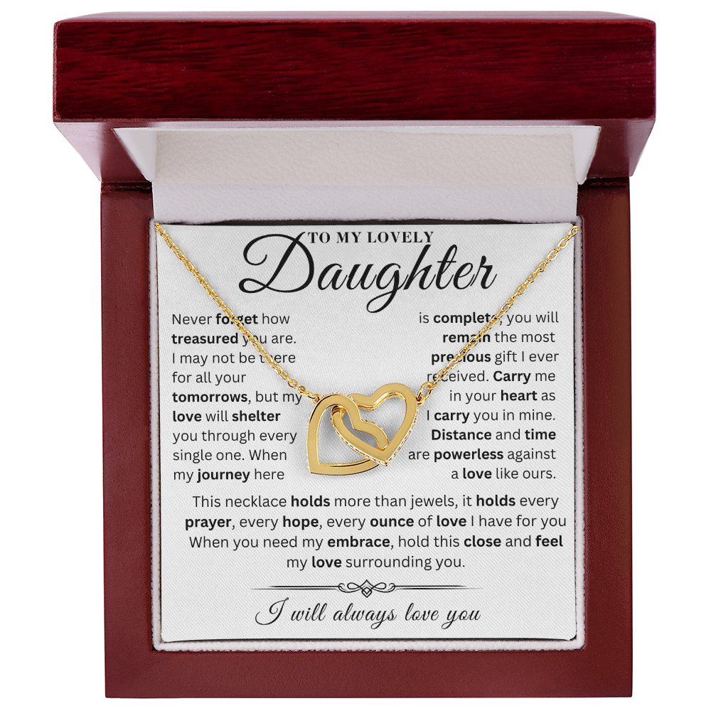 To My Lovely Daughter - My Treasure - Interlocking Hearts