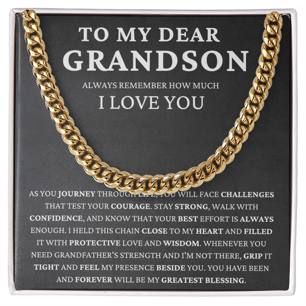 To My Dear Grandson - Life's Journey   - Cuban Link Chain