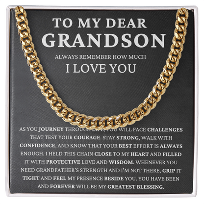To My Dear Grandson - Life's Journey   - Cuban Link Chain