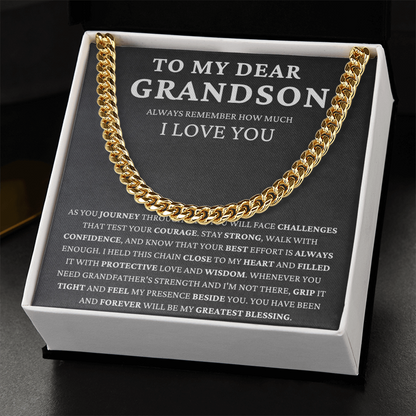 To My Dear Grandson - Life's Journey   - Cuban Link Chain