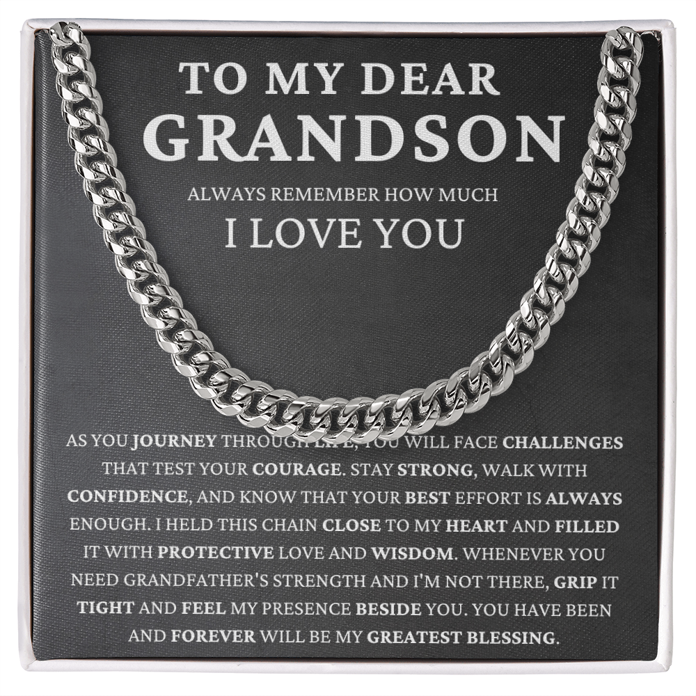 To My Dear Grandson - Life's Journey   - Cuban Link Chain