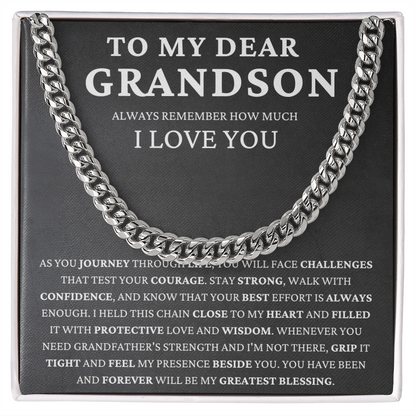 To My Dear Grandson - Life's Journey   - Cuban Link Chain