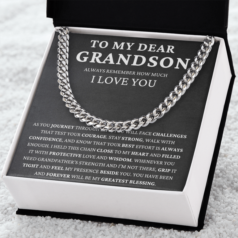 To My Dear Grandson - Life's Journey   - Cuban Link Chain