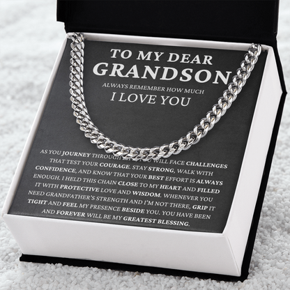 To My Dear Grandson - Life's Journey   - Cuban Link Chain