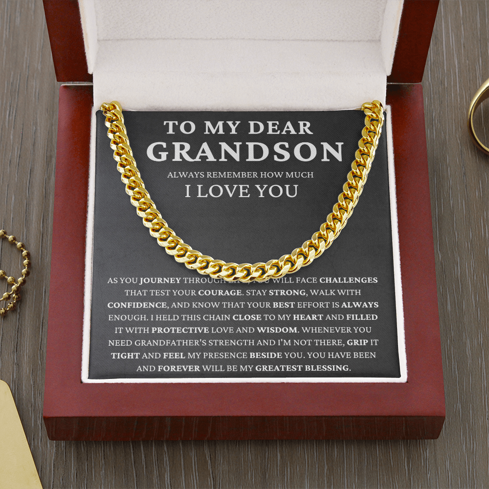To My Dear Grandson - Life's Journey   - Cuban Link Chain