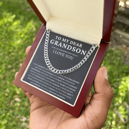 To My Dear Grandson - Life's Journey   - Cuban Link Chain