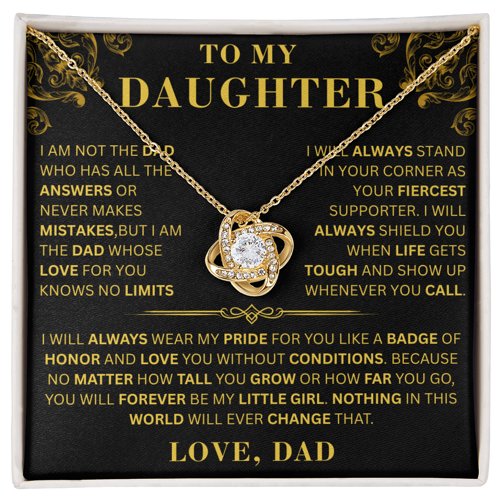 To My Daughter  - No Limits   - Love Knot Necklace