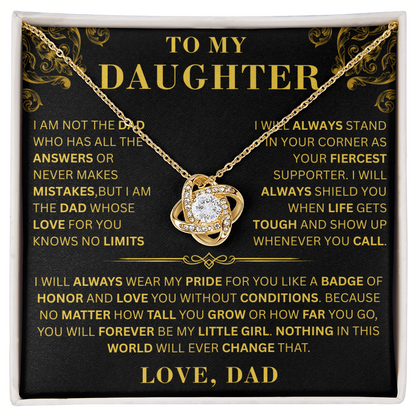 To My Daughter  - No Limits   - Love Knot Necklace