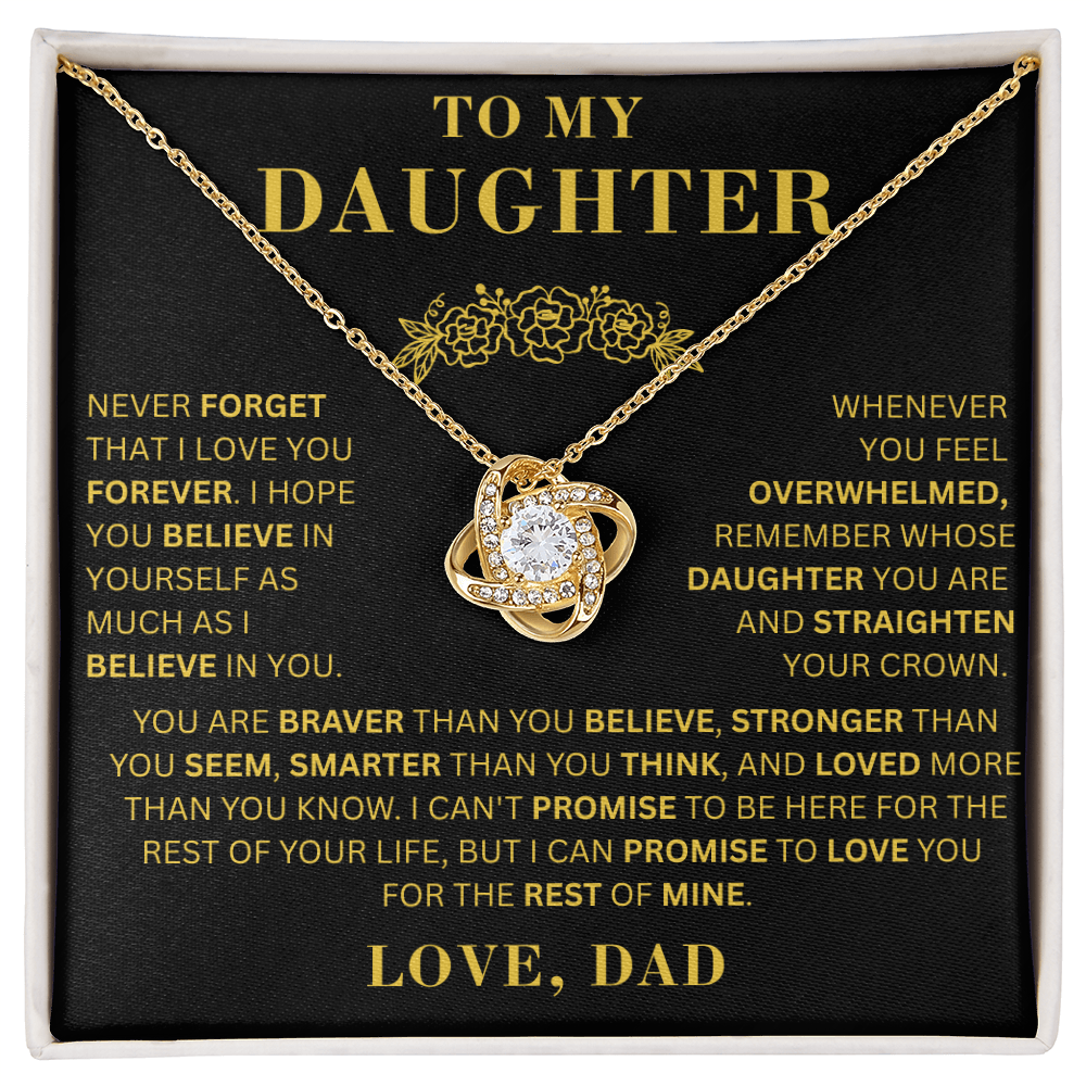 To My Daughter  - Promise To Love You  - Love Knot Necklace
