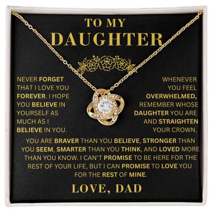 To My Daughter  - Promise To Love You  - Love Knot Necklace