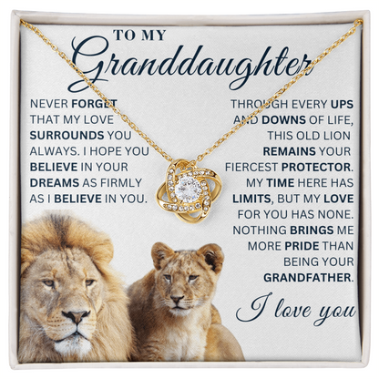 To My Granddaughter  - Believe in Yourself - Love Knot Necklace