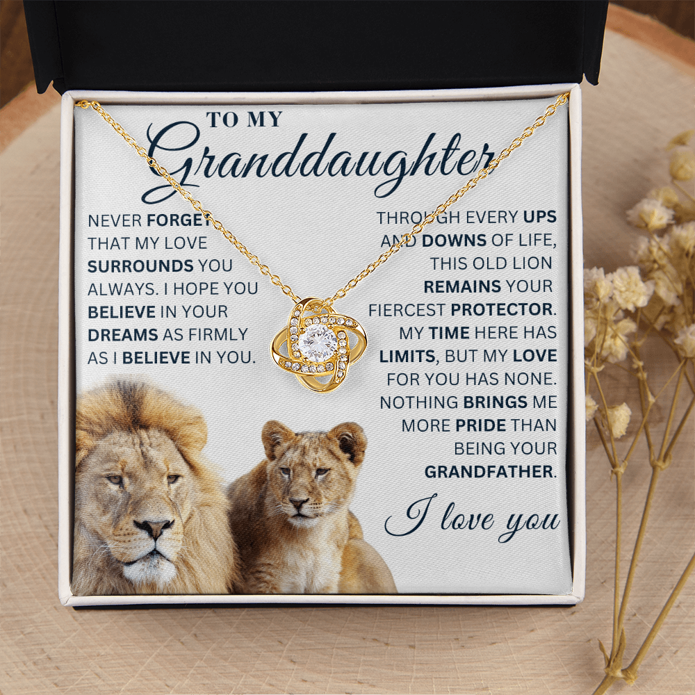 To My Granddaughter  - Believe in Yourself - Love Knot Necklace