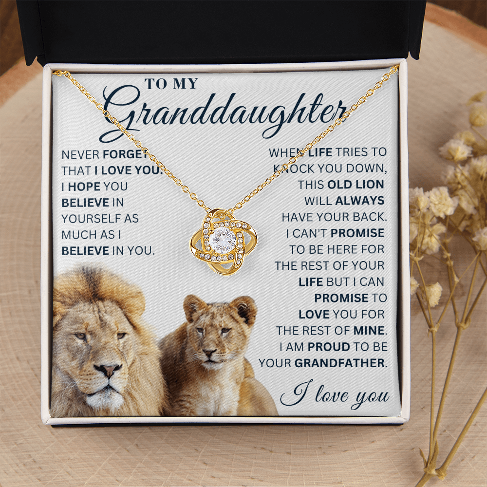 To My Granddaughter  - Believe in Yourself - Love Knot Necklace
