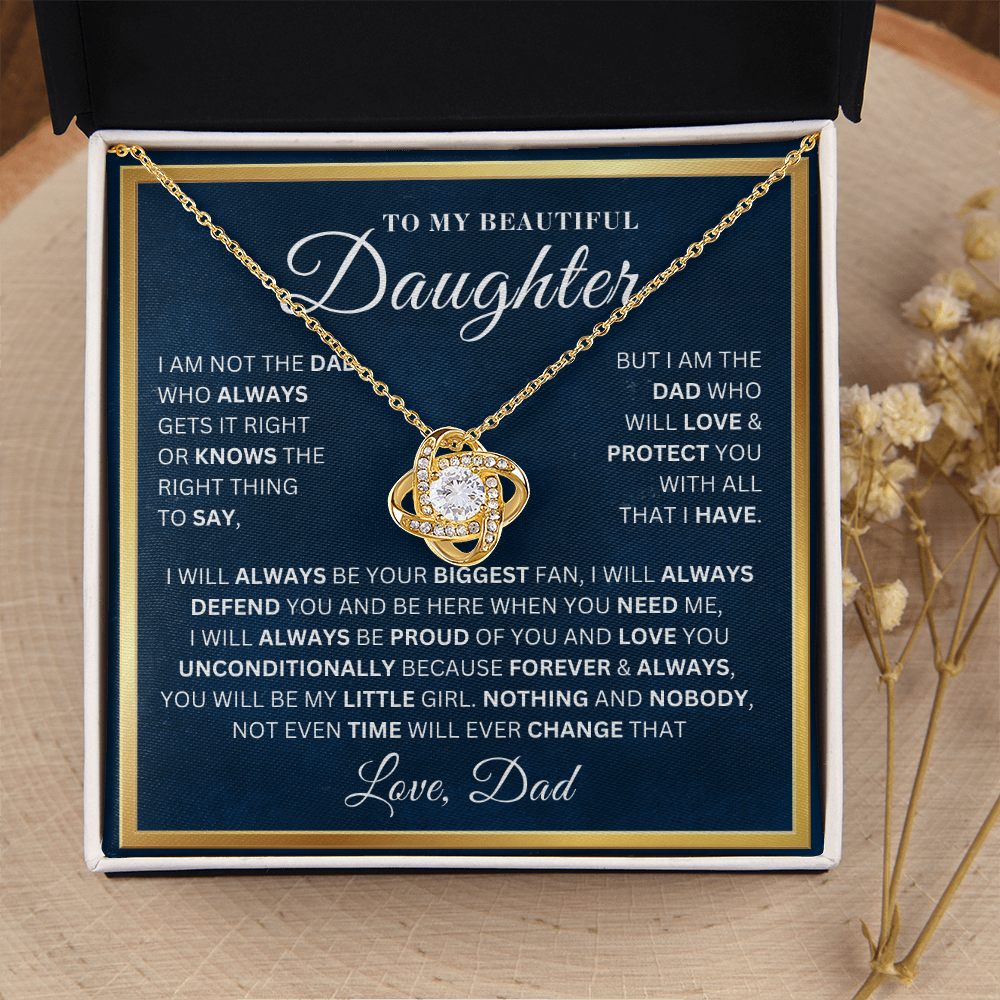 To My Beautiful Daughter -  Always Your Biggest Fan - Love Knot Necklace