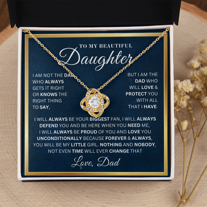 To My Beautiful Daughter -  Always Your Biggest Fan - Love Knot Necklace