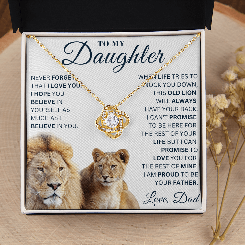 To My Daughter  - Never Forget - Love Knot Necklace
