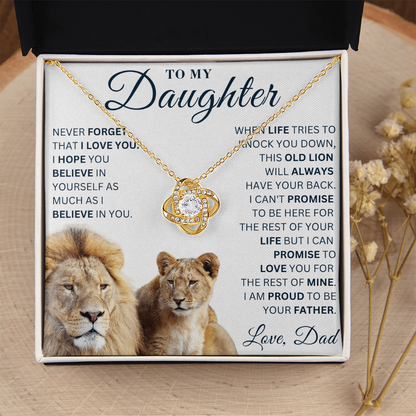 To My Daughter  - Never Forget - Love Knot Necklace