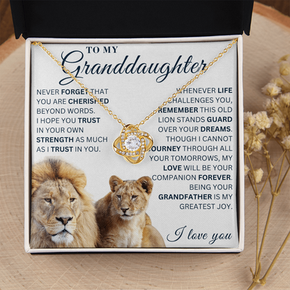 To My Granddaughter  - Your Dreams  - Love Knot Necklace