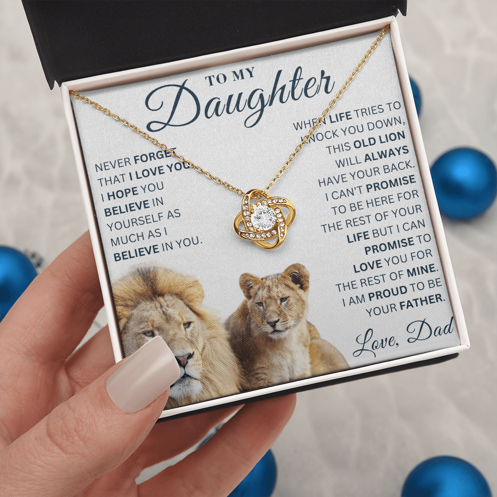 To My Daughter  - Never Forget - Love Knot Necklace