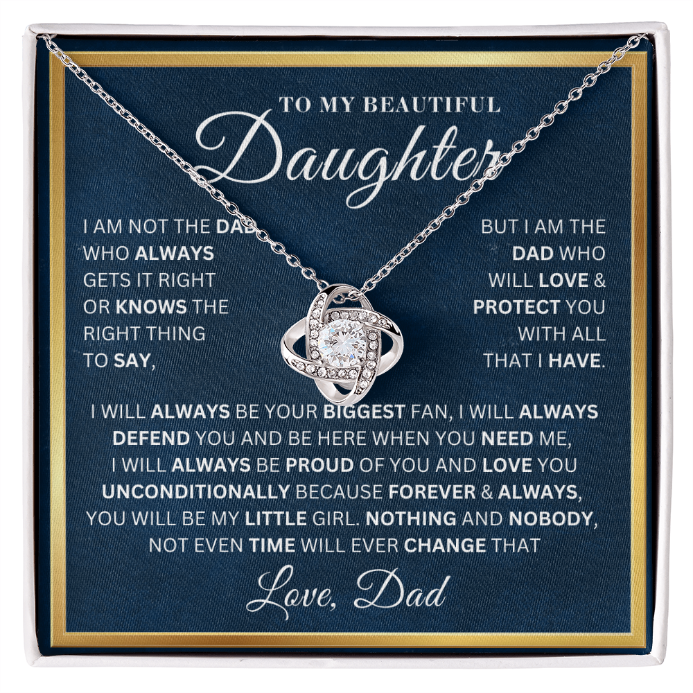 To My Beautiful Daughter -  Always Your Biggest Fan - Love Knot Necklace