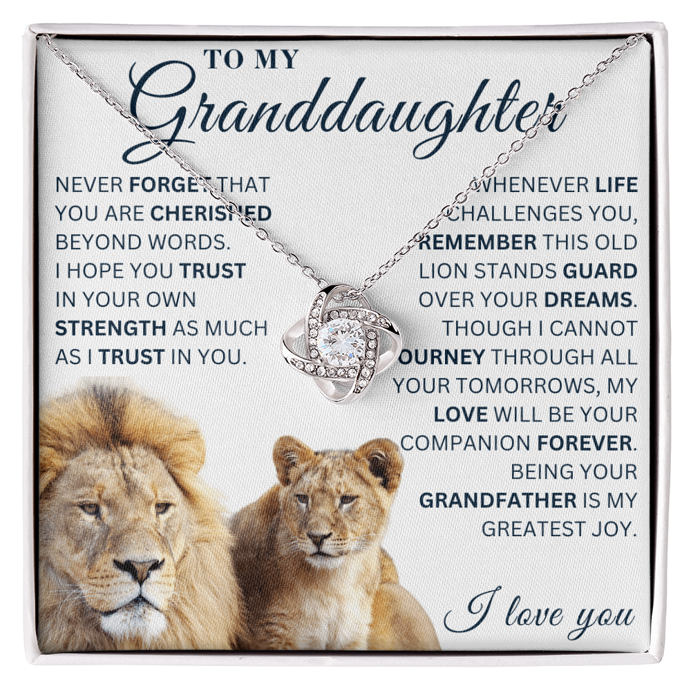 To My Granddaughter  - Your Dreams  - Love Knot Necklace