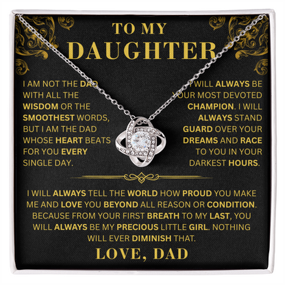 To My Daughter  - Right Thing   - Love Knot Necklace