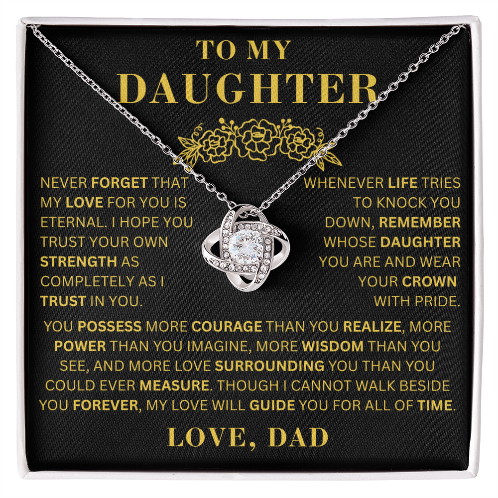 To My Daughter  - Courage  - Love Knot Necklace