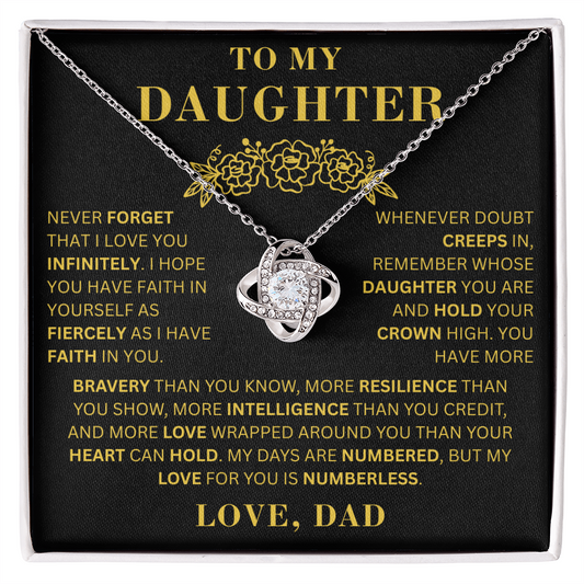 To My Daughter  - Bravery    - Love Knot Necklace