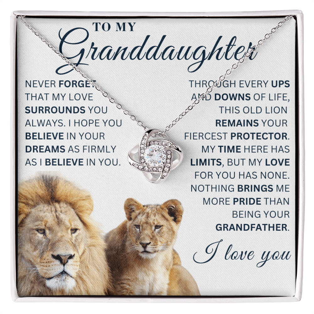 To My Granddaughter  - Believe in Yourself - Love Knot Necklace