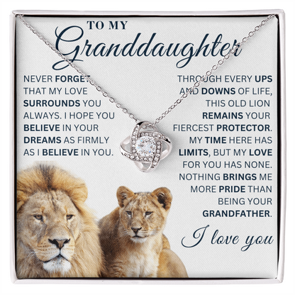 To My Granddaughter  - Believe in Yourself - Love Knot Necklace