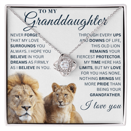 To My Granddaughter  - Believe in Yourself - Love Knot Necklace