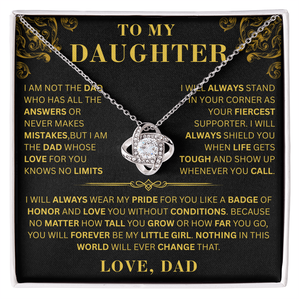 To My Daughter  - No Limits   - Love Knot Necklace