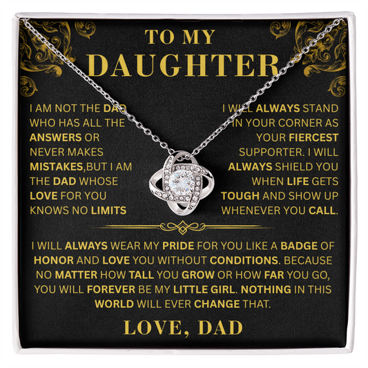 To My Daughter  - No Limits   - Love Knot Necklace