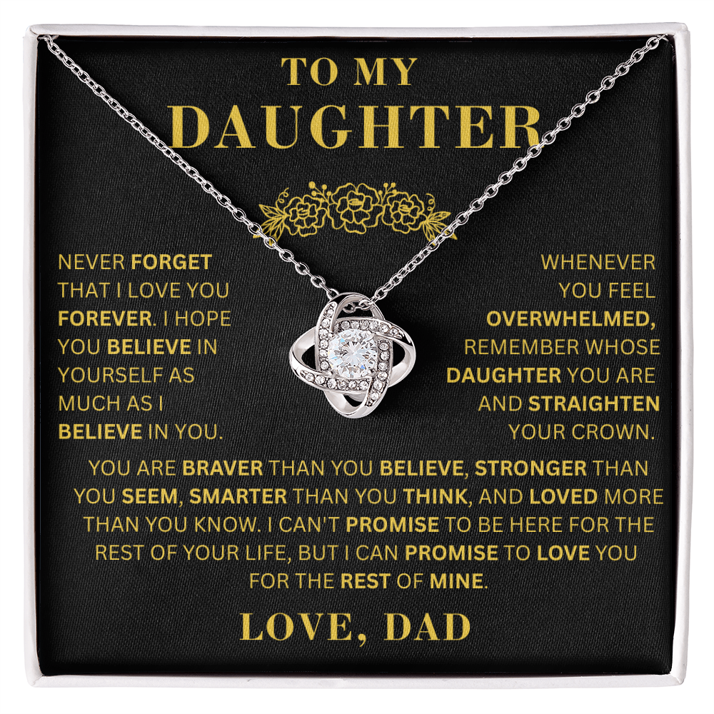 To My Daughter  - Promise To Love You  - Love Knot Necklace