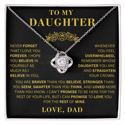 To My Daughter  - Promise To Love You  - Love Knot Necklace
