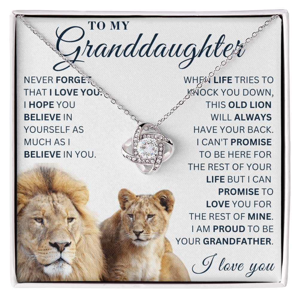 To My Granddaughter  - Believe in Yourself - Love Knot Necklace