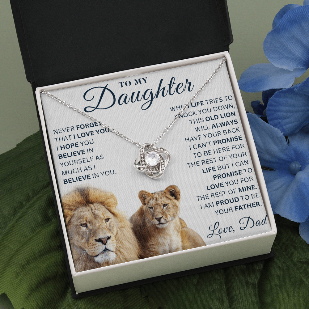 To My Daughter  - Never Forget - Love Knot Necklace