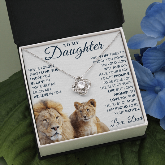 To My Daughter  - Never Forget - Love Knot Necklace