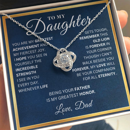 To My Daughter  - Incredible Strength - Love Knot Necklace