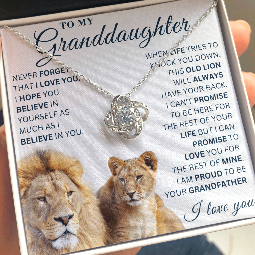 To My Granddaughter  - Believe in Yourself - Love Knot Necklace