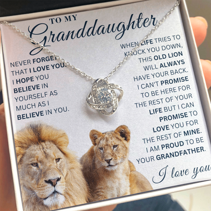 To My Granddaughter  - Believe in Yourself - Love Knot Necklace