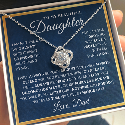 To My Beautiful Daughter -  Always Your Biggest Fan - Love Knot Necklace