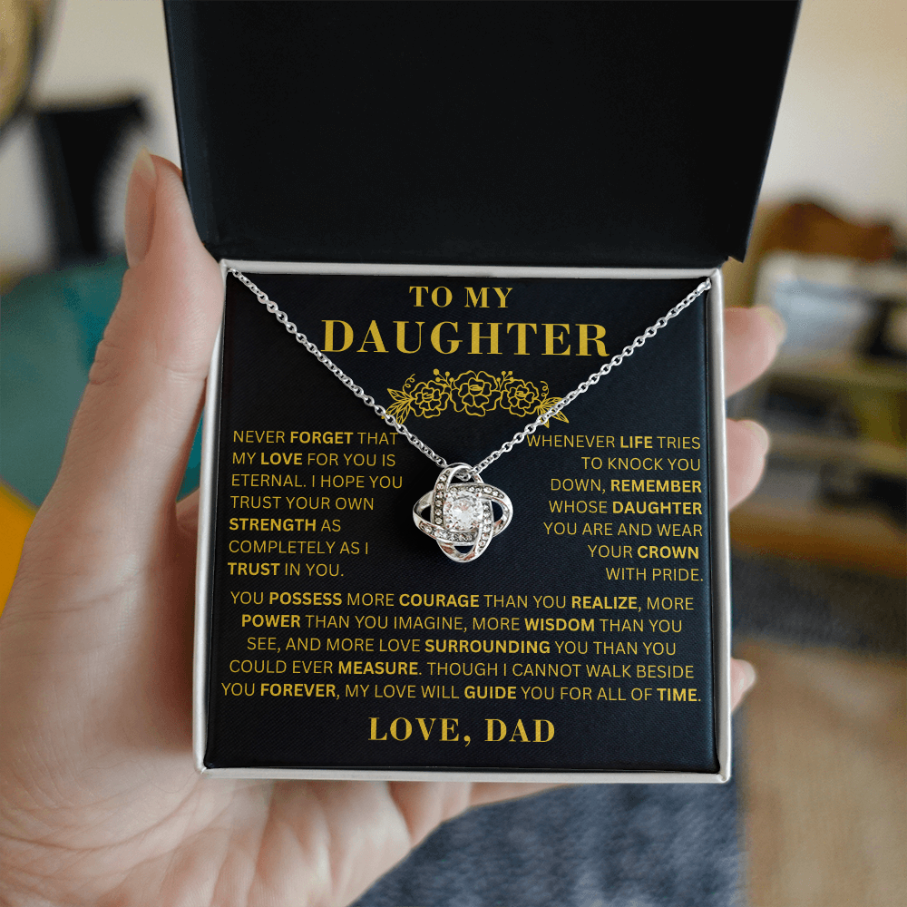To My Daughter  - Courage  - Love Knot Necklace