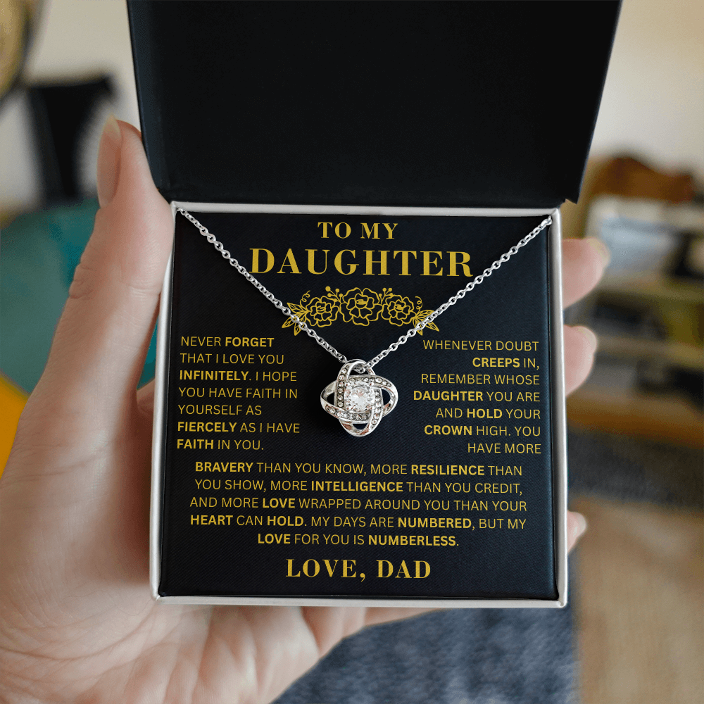 To My Daughter  - Bravery    - Love Knot Necklace