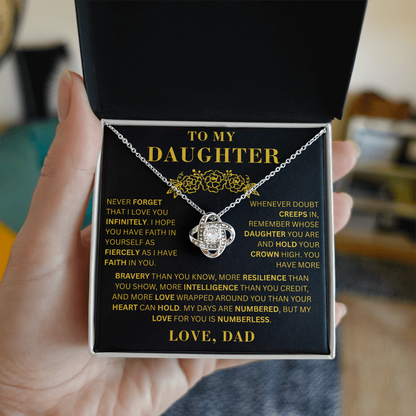 To My Daughter  - Bravery    - Love Knot Necklace