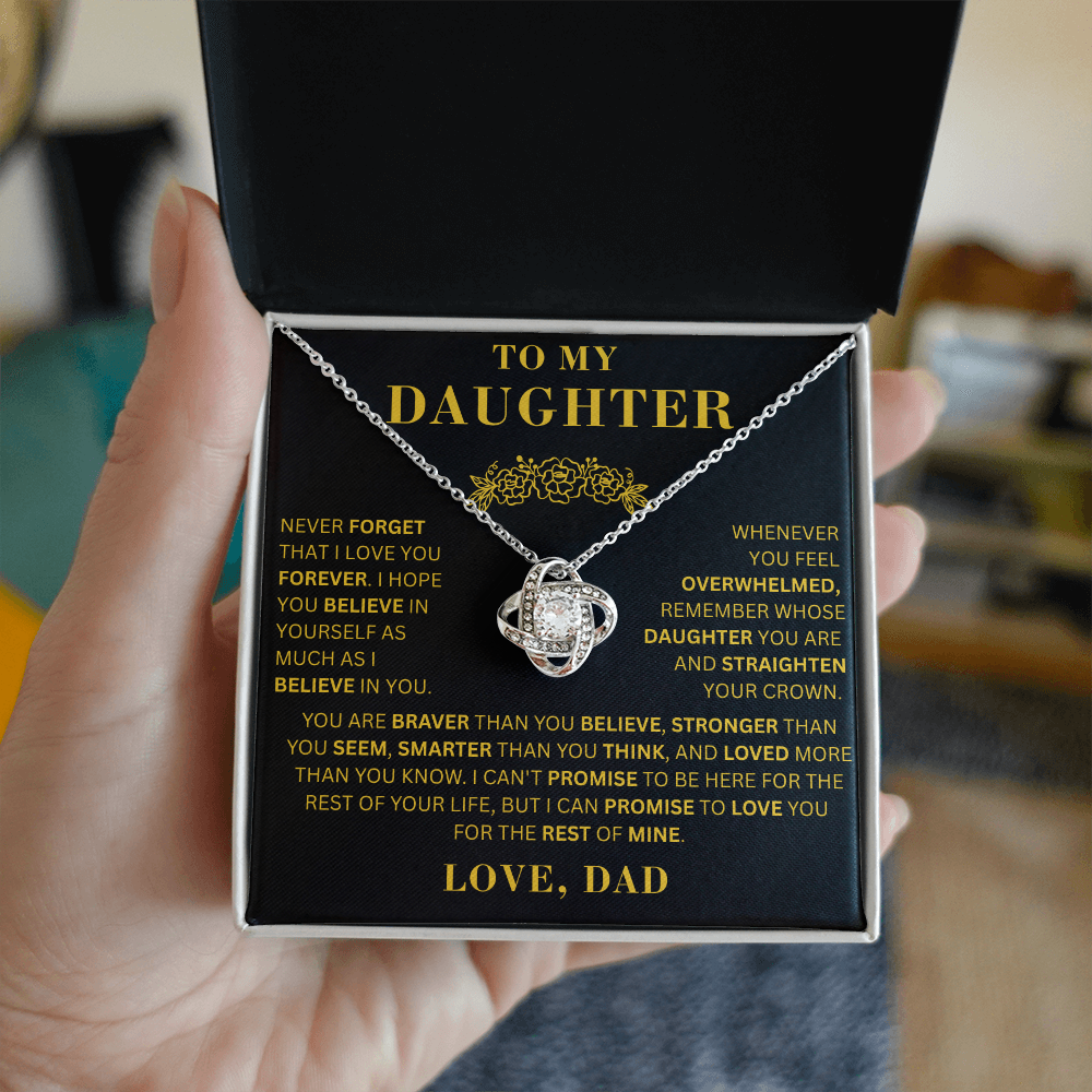 To My Daughter  - Promise To Love You  - Love Knot Necklace